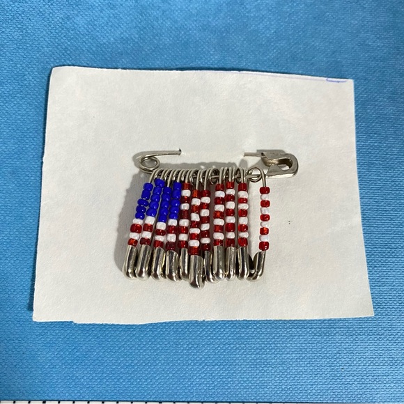 Hand Crafted Jewelry - Handmade USA Flag Patriotic Safety Pin Americana